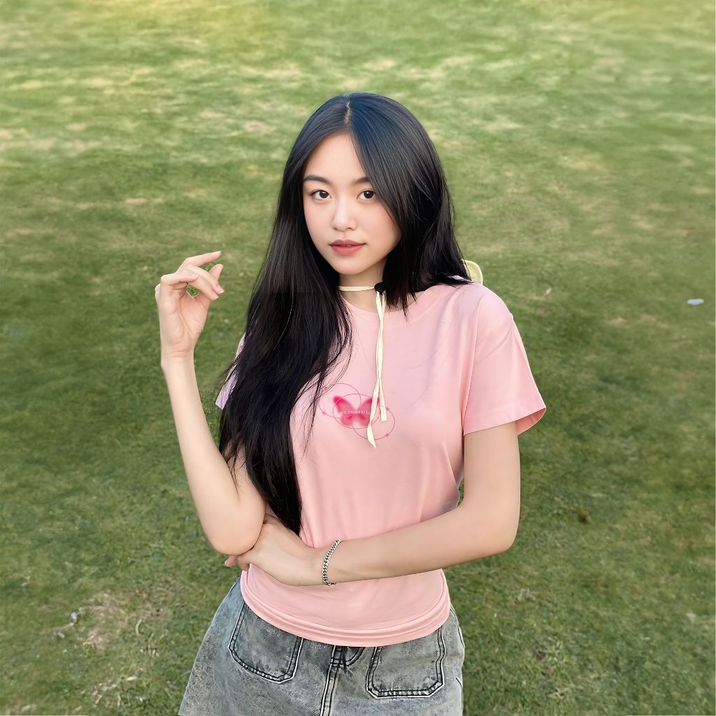 Áo Thun Babytee Nữ Bướm Hồng 1 Áo Thun Babytee Nữ Bướm Hồng