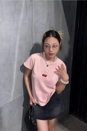 Alternative view of Áo Thun Babytee Nữ Nơ Cherry